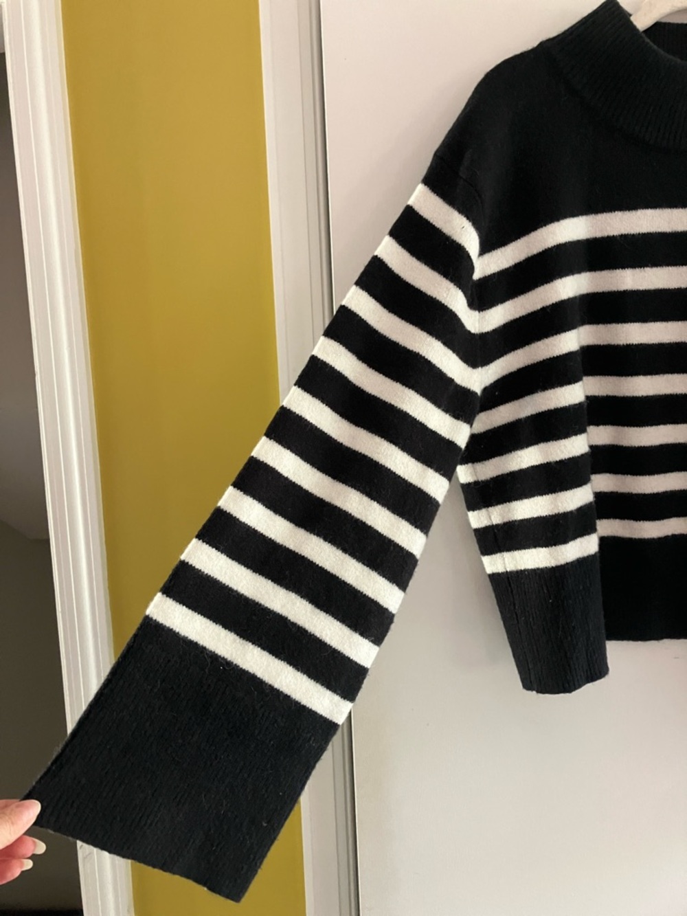 J. Crew Black & White Striped bell sleeve Sweater - Picture 3 of 8